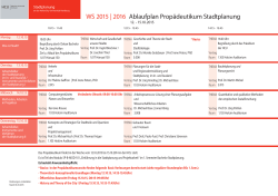 WS 2015 | 2016 Ablaufplan Propädeutikum Stadtplanung