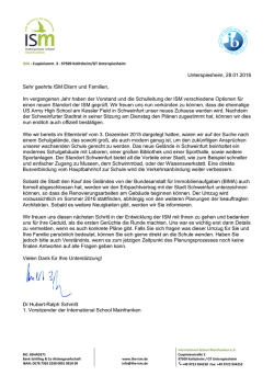 Unterspiesheim, 28.01.2016 Sehr geehrte ISM Eltern und Familien
