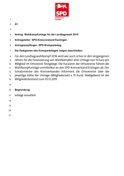Wahlkampfumlage 2016 - SPD Kreisverband Esslingen