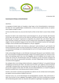 im November 2015 Auswertung der Umfrage zur