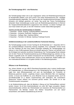Die Tierhaltungstage 2015 &ndash; eine R&uuml;ckschau Die Tierhaltungstage