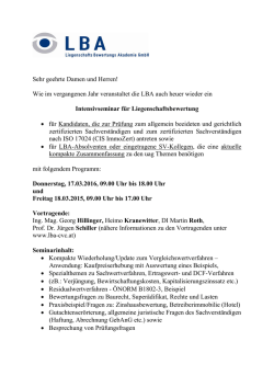 Sehr geehrte Damen und Herren! Wie im vergangenen Jahr