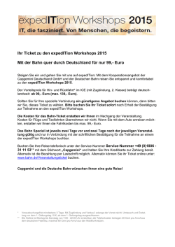 Ihr Ticket zu den expedITion Workshops 2015 Mit der