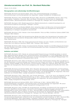 Literaturverzeichnis von Prof. Dr. Bernhard Mutschler