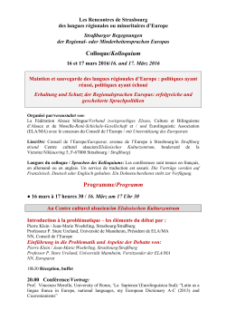 Colloque/Kolloquium Programme/Programm