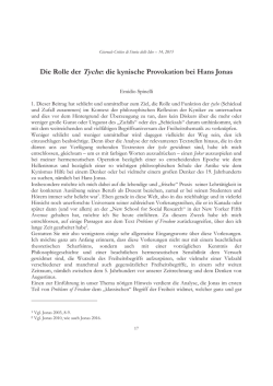 Die Rolle der Tyche: die kynische Provokation bei Hans Jonas