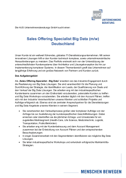Sales Offering Specialist Big Data (m/w) Deutschland