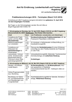 Terminplan und Anmeldeformular für Oberbayern