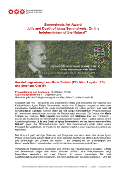 Semmelweis Art Award „Life and Death of Ignaz Semmelweis: On