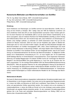 Numerische Methoden zum Manövrierverhalten von Schiffen