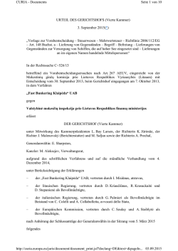 EuGH Urteil vom 3.9.15, C