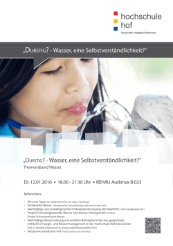 DURSTIG?- Wasser, eine Selbstverst&auml;ndlichkeit?