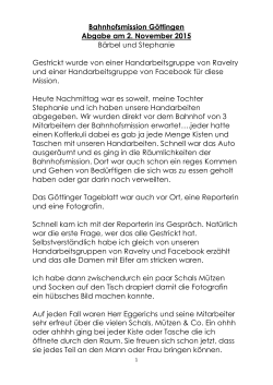 Bericht über die Abgabe der Handarbeiten an die