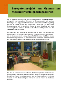 Lesepatenprojekt am Gymnasium Meiendorf erfolgreich gestartet