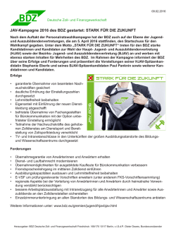 JAV-Kampagne 2016 des BDZ gestartet: STARK F&Uuml;R DIE ZUKUNFT