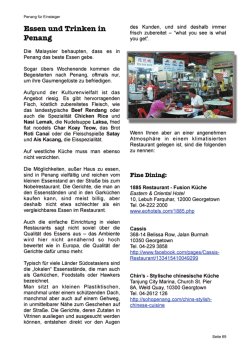 Essen und Trinken - Willkommen in Penang