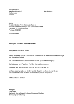 Formular Anmeldung Promotionsvorhaben
