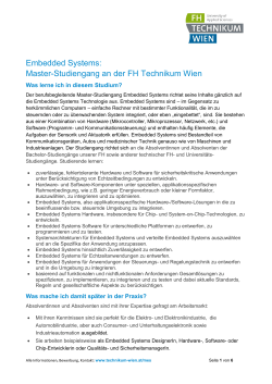 Embedded Systems: Master-Studiengang an der FH Technikum Wien