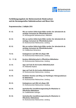 Fortbildungsangebote der Büchereizentrale Niedersachsen und der