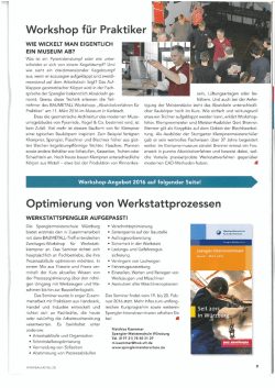Workshop für Praktiker - Europäisches Klempner