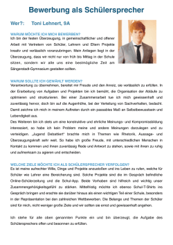 Bewerbung Schülersprecher - Toni Lehnert