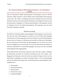Der Epistemological Belief Questionnaire von Schommer
