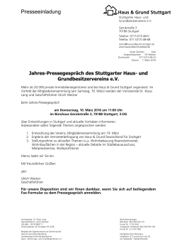 Jahres-Pressegespräch des Stuttgarter Haus