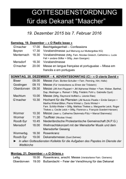 GOTTESDIENSTORDNUNG f&uuml;r das Dekanat &ldquo;Maacher&rdquo;