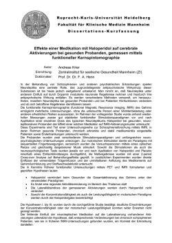 Effekte einer Medikation mit Haloperidol auf cerebrale Aktivierungen