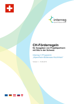CH-Förderregeln - Interreg Alpenrhein-Bodensee