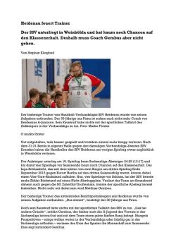 Heidenau feuert Trainer Der SSV unterliegt in Weinb&ouml;hla und hat