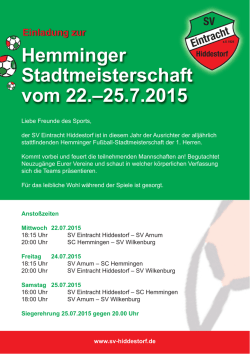 Hemminger Stadtmeisterschaft vom 22.&ndash;25.7.2015