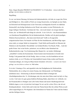 Hans- Jürgen Benedict PREDIGT KATHARINEN 7.6.15 Schweben