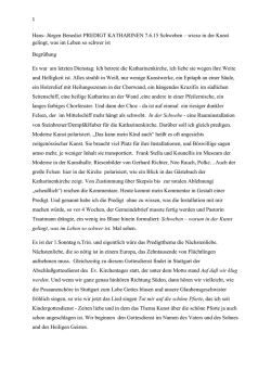 Hans- J&uuml;rgen Benedict PREDIGT KATHARINEN 7.6.15 Schweben