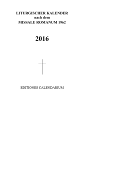 LITURGISCHER KALENDER nach dem MISSALE ROMANUM 1962