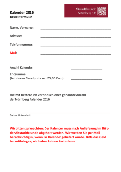 Kalender 2016 - Altstadtfreunde Nürnberg eV