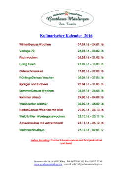 Kulinarischer Kalender 2016