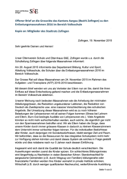 Offener Brief an die Grossräte des Kantons Aargau (Bezirk Zofingen