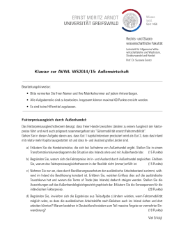 Klausur zur AVWL WS2014/15: Außenwirtschaft