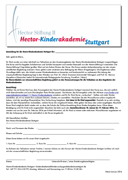 Anmeldung für die Hector-Kinderakademie Stuttgart für: Sehr