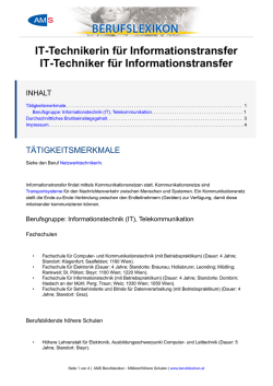 IT-TechnikerIn f&uuml;r Informationstransfer
