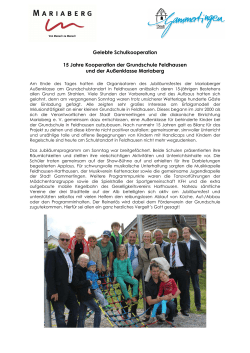 Gelebte Schulkooperation 15 Jahre Kooperation der Grundschule