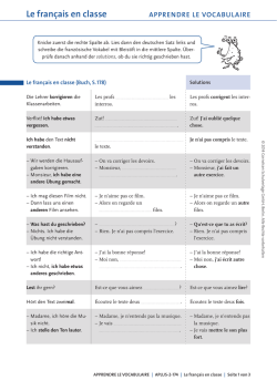 DownloadArbeitsbl&auml;tter zur Vokabelliste Le fran&ccedil;ais en classe