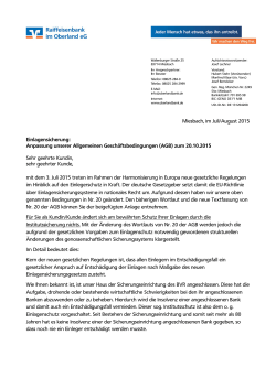 (AGB) zum 20.10.2015 - Raiffeisenbank im Oberland eG