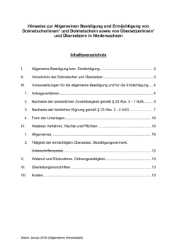 Hinweise zur Allgemeinen Beeidigung und Erm&auml;chtigung von