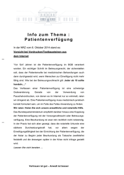 Info zum Thema : Patientenverf&uuml;gung