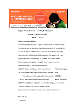 Tag des offenen Denkmals und Tag der Ehemaligen Samstag, 12. S