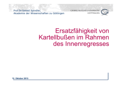 Ersatzfähigkeit von Kartellbußen im Rahmen des Innenregresses