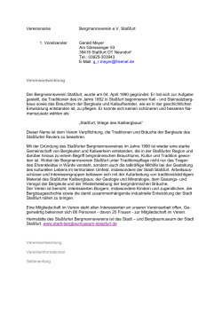 Vereinsname Bergmannsverein e.V. Staßfurt 1. Vorsitzender Gerald