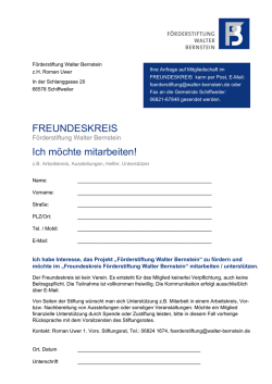 Ich m&ouml;chte mitarbeiten! - F&Ouml;RDERSTIFTUNG WALTER BERNSTEIN